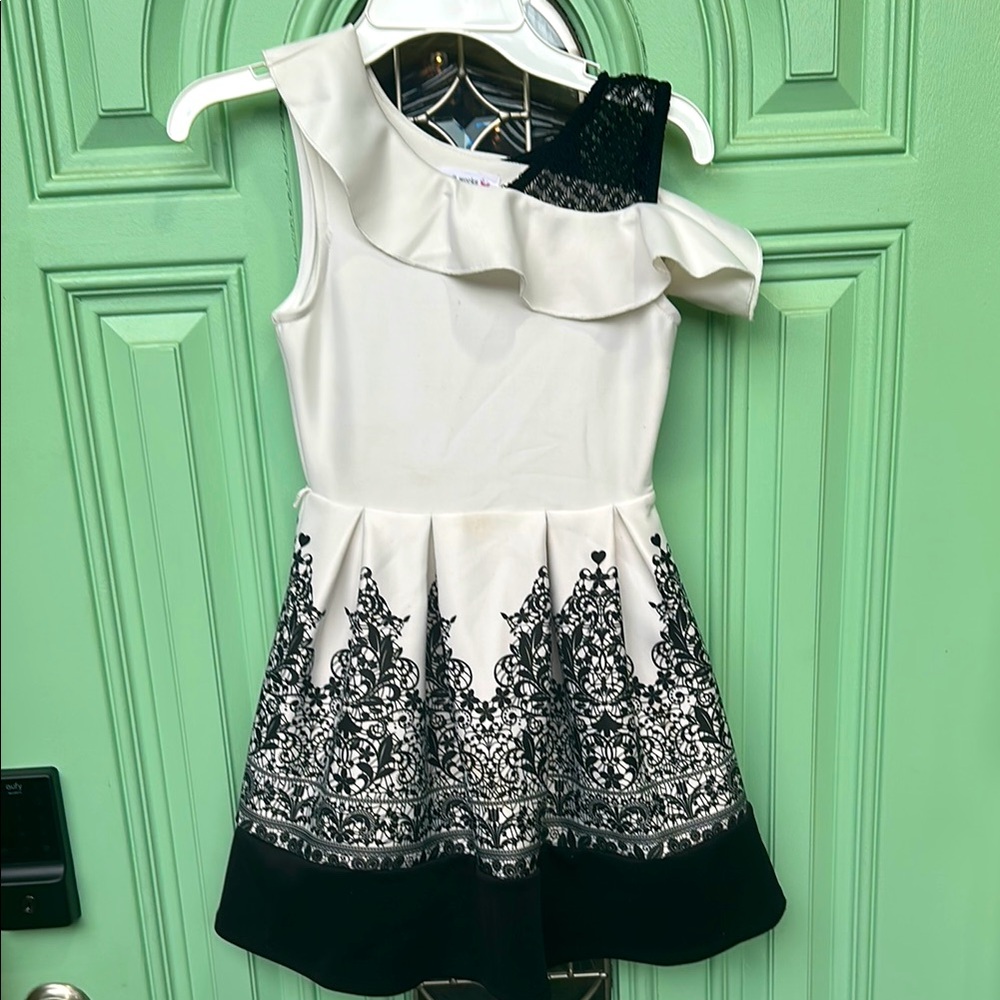 Knitworks Cream Fit and Flare Dress with Ruffled Pleats